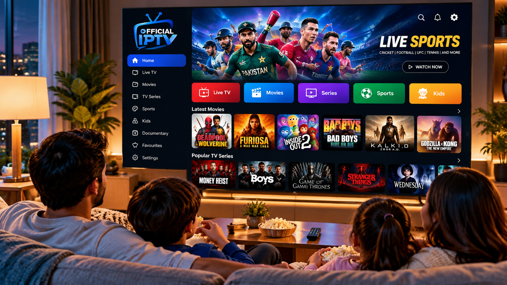 Family watching IPTV together at home